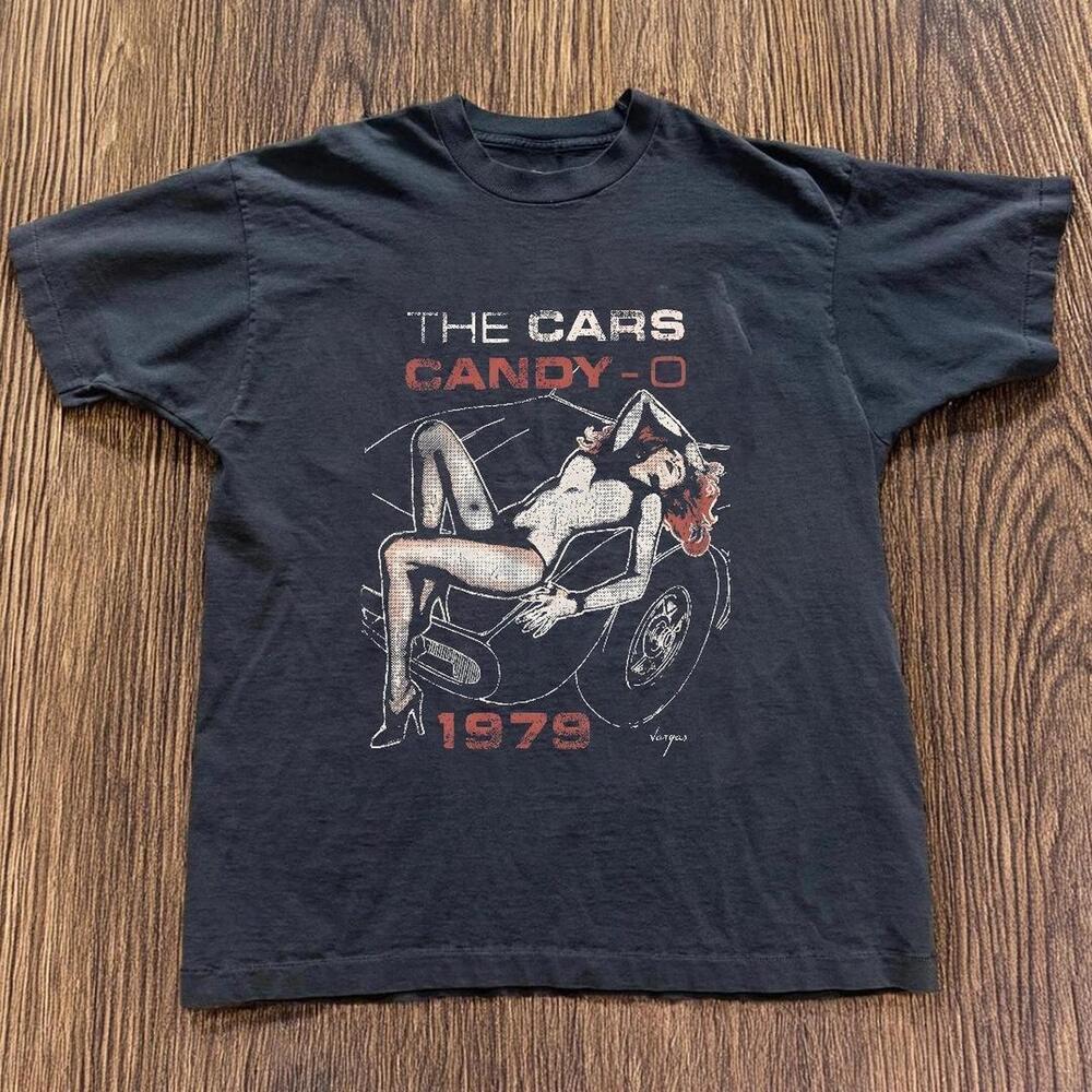 Gildan Men Black T-Shirt, The Cars Candy-O 1979 Black T-Shirt